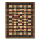 Geometric Plaid Area Rug in Black Grey Beige Red