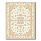 Traditional Persian Beige and Neutral Ivory Persian Floral Medallion Rug