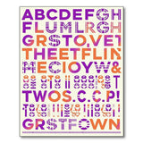 Vibrant Multi-Color Stencil Alphabet Area Rug