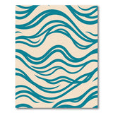 Teal Ocean Waves Area Rug on Beige