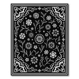 Black White Ornate Floral Vintage Area Rug