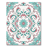 Teal Pink Ornate Floral Area Rug