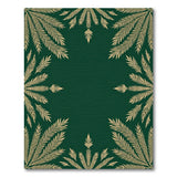 Gold Fern Border Emerald Area Rug