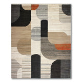 Abstract Geometric Black Beige Orange Area Rug