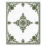Ornate Green Foliage Frame Area Rug