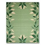 Seafoam Green Leaf Border Area Rug