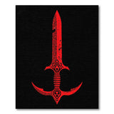 Fiery Red Tribal Sword Area Rug