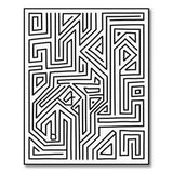 Black White Geometric Maze Labyrinth Black and White Rug
