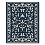 Navy Blue Ornate Floral Vintage Rug