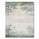 Faded Teal Tree Silhouette Distressed Area Rug