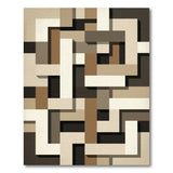 Layered Geometric Beige Neutral Area Rug