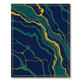 Teal Gold Vein Navy Abstract Area Rug