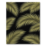 Gold Palm Leaf Area Rug on Black