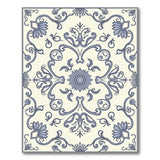 Elegant Blue Lotus Floral Area Rug