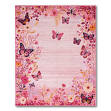 Floral Vintage Pink Butterfly Floral Area Rug