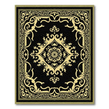 Opulent Black Gold Medallion Persian Rug
