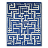 Navy Blue Interlocking Maze Geometric Rug