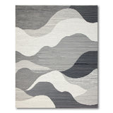 Abstract Grey Wave Peaks Area Rug