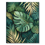 Boho Chic Lush Green Monstera Palm Leaf Area Rug