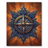 Ornate Compass Rose Distressed Area Rug