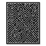Geometric Modern Black and White Intricate Black White Maze Labyrinth Rug