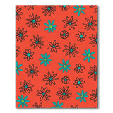 Vibrant Red Teal Daisy Outline Area Rug