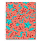 Teal Starfish Coral Seaweed Orange Area Rug