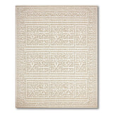 Beige and Neutral Beige Geometric Lattice Border Area Rug