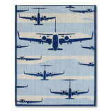 Navy Airplane Silhouette Area Rug