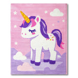 Pink Unicorn Kids Area Rug with Stars