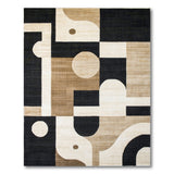 Geometric Modern Curved Geometric Black White Area Rug