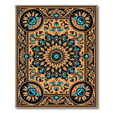 Teal Orange Mandala Persian Area Rug