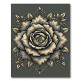 Vintage Grey Rose Mandala Area Rug