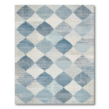 Distressed Blue Diamond Washable Area Rug