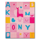 Playful Pink Alphabet Animals Kids Rug