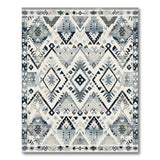 Teal Grey Geometric Southwestern Area Rug
