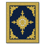 Navy Blue Ornate Gold Medallion Area Rug