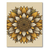 Ornate Golden Sunflower Mandala Area Rug