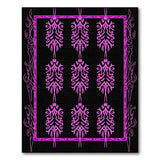 Pink Ornate Tree Motif Black Area Rug