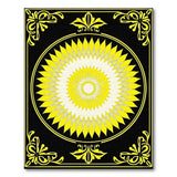 Ornate Yellow Sunburst Medallion Rug