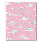 Dreamy Pink Clouds Stars Kids Area Rug