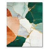 Abstract Teal Green Gold Marble Area Rug