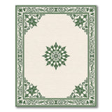 Ornate Green Medallion Cream Area Rug