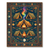 Rainbow Campfire Tents Area Rug
