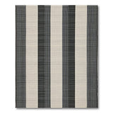Bold Black White Vertical Striped Woven Area Rug