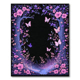 Purple Floral Butterfly Archway Rug