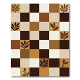 Brown Tan Leaf Grid Area Rug