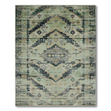 Blue and Teal Distressed Teal Southwestern Area Rug
