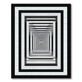 Black White Infinite Grid Optical Rug