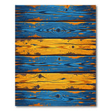 Distressed Blue Orange Wood Plank Area Rug